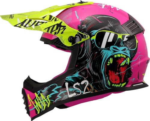 LS2, Casco Moto Cross Niños FAST II MINI GORILLA Gloss Purple, S