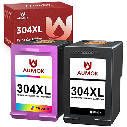 AUMOK Cartuchos de Tinta Remanufacturado para 304XL HP 304 XL Negro y Color para HP Envy 5010 5020...