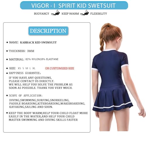 Image of karrack Girls Swimsuit Beach Sport Skirt hemt One Piece Swimsuit UPF 50+ Sun Protection Bathing Suits