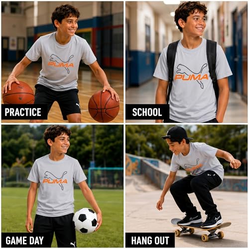 Image of PUMA Boys T-Shirts Athletic Crewneck Short Sleeve Tees (Sizes S-XL)