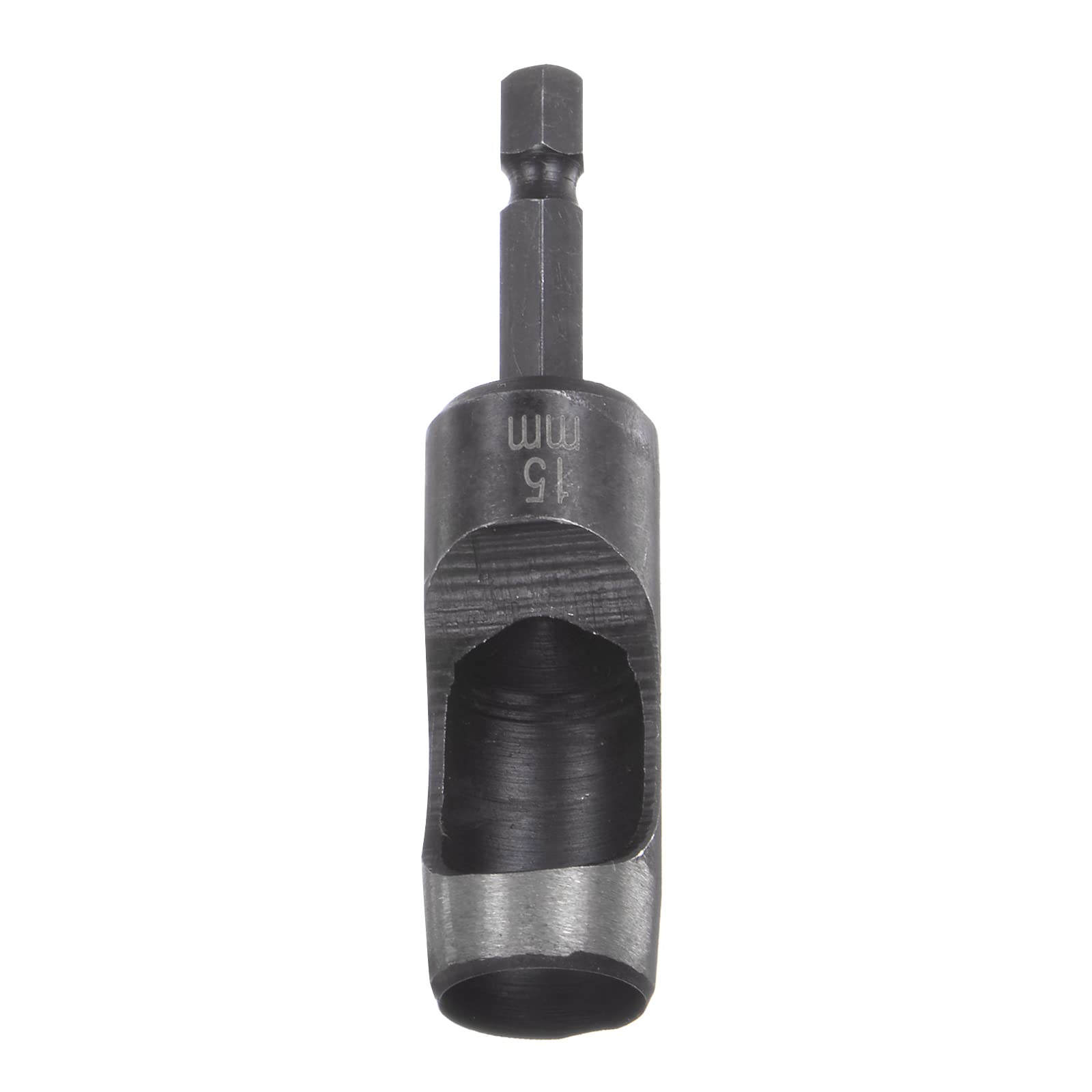 sourcing map Leather Hollow Punch Hex Shank for Drills, 15mm Dia Hole Punch for Thick Fabrics Leathercraft Working — image 1
