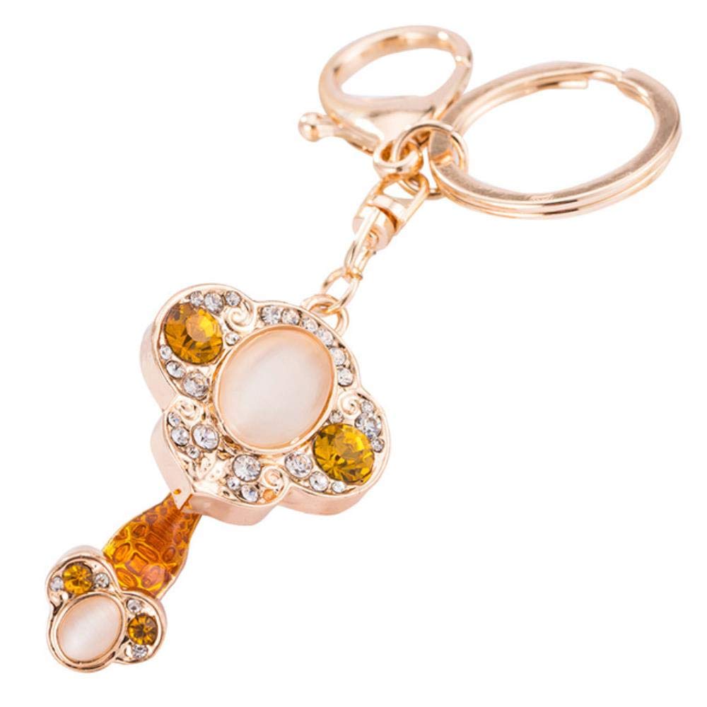 Fashion Metal Keychain Car Bag Ornaments Gift Chinese Style Lucky Sign Ruyi Pendant Auspicious Accessories,yellow