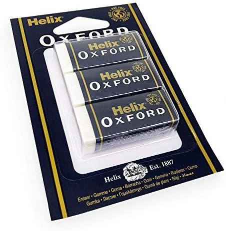 Helix Oxford Extra Small Sleeve Erasers - White - PVC Free - 2 x Triple Pack - 6 Erasers