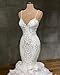 ZHUNASHOW White Lace Organza Mermaid Women's Spaghetti Straps Wedding Dress Long Train Sleeveless Bridal Gown