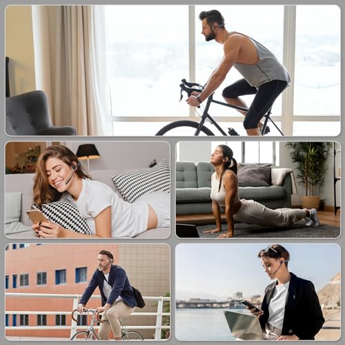 LEVN Open Ear Headphones with Mic, Bluetooth Headset with Microphone, AI Noise Cancelling Multipoint Connect Bluetooth 5.3 Headset, Sweatproof Wireless Headset for Work, Driving, Running, Workouts