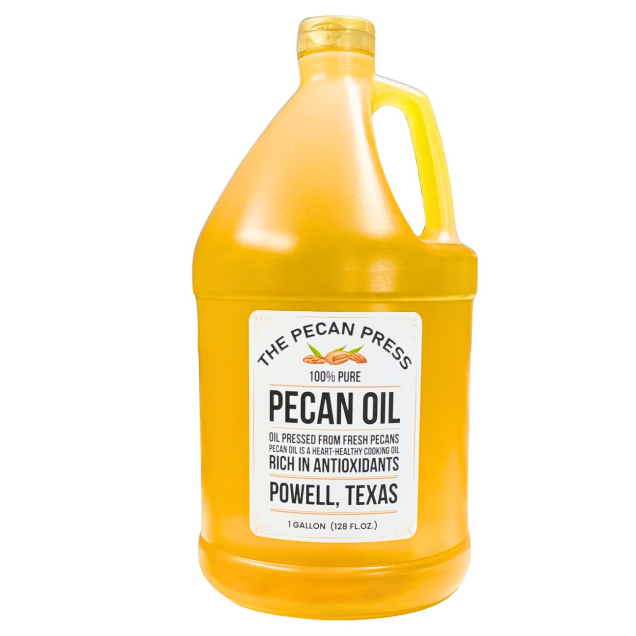 Pecan Oil, 1 Gallon, Heart Healthy Cooking Oil, Nutty Flavor, Made in Texas USA