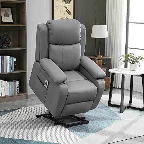 HOMCOM Electric Power Lift Recliner Chair Vibration Massage Reclining Chair with Remote Control and Side Pocket, Grey HOMCOM Electric Power Lift Recliner Chair Vibration Massage Reclining Chair with Remote Control and Side Pocket, Grey
