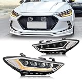 inginuity time LED Headlights For Hyundai Elantra 2017 2018 With The Start Up Animation Front Lamp Assembly (Black)