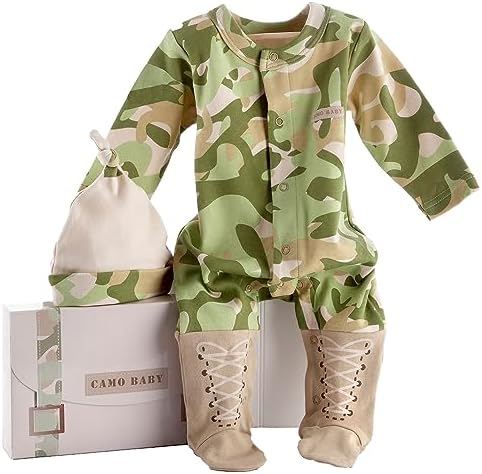 Big Dreamzzz Baby Camo 2-Piece Layette Set in Backpack Gift Box, Tan, 0-6 Months