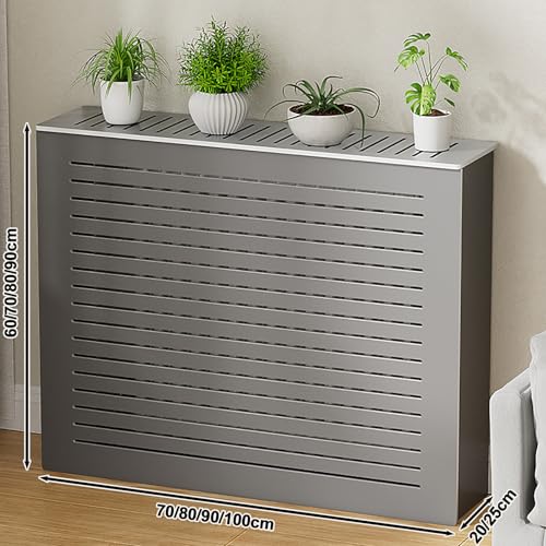 Cubiertas de radiador grises en madera de 70x70 cm con diseño transpirable 5