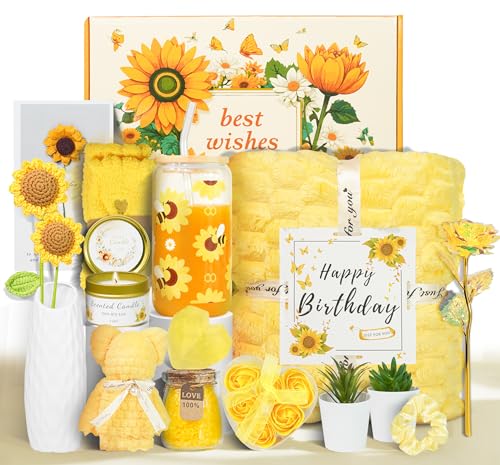 Birthday Gifts for Women, 17pcs Relaxing Spa Gifts Set for Girls, Sisters, Mom, Sunflower...