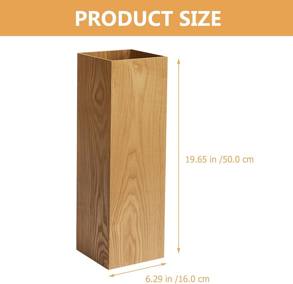 Rustic Wood Umbrella Holder, Rectangular Umbrella Stand Standing Umbrella Bucket Canes Walking Sticks Bin Flower Vase Barrel for Entryway Home Office