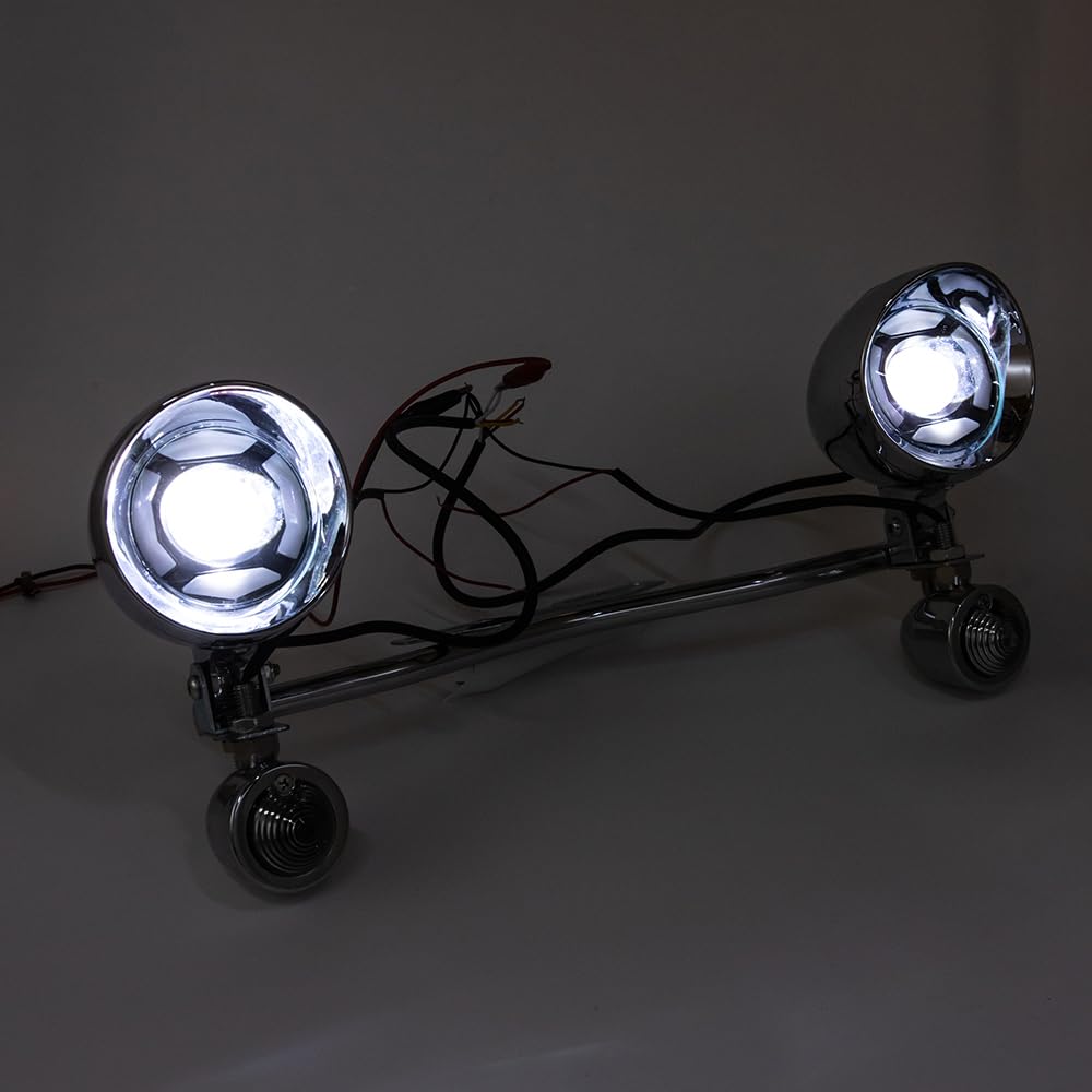 Faro adicional para motocicleta de 3,94'' luz de conducción, faro antiniebla, intermitente con soporte para Cruiser Custom Shadow Spirit VT400 750 1100 VTX1300 1800 STEED (Carcasa blanca)
