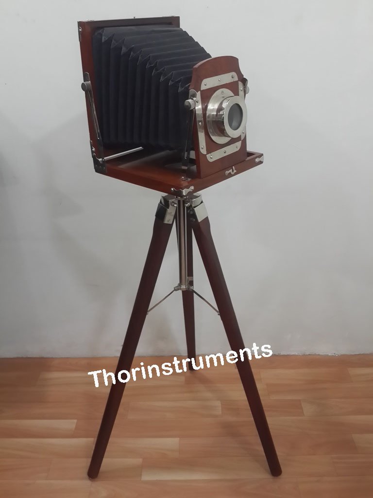 Royal Designer Nautical Wooden Camera with Floor Tripod Stand Home Decor Rustic Vintage Home Decor Gifts