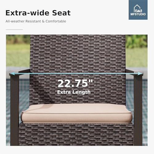 Image of MFSTUDIO Wicker Patio Chairs Set of 4, Outdoor Furniture Dining Chairs, Extra-Wide Patio Chair Set with Zipper Cushions, Rattan Outdoor Chair Sets of 4, Deck, Porch