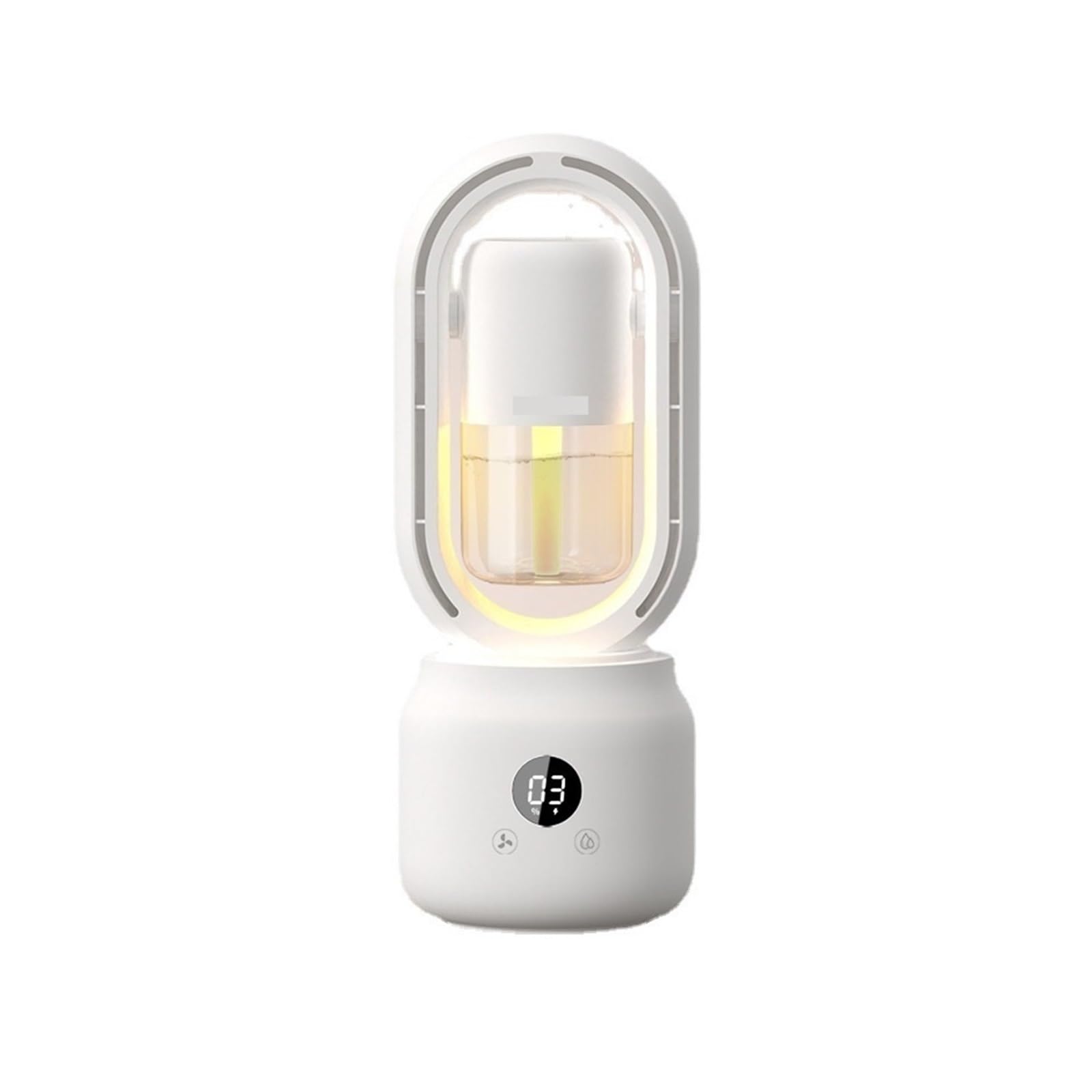 Bladeless Fan Spray Humidifier Rechargable Turbine Vertical Desktop 360° Circulation Led Display With Night Light Airflow Comfort Refreshing Breeze(White)