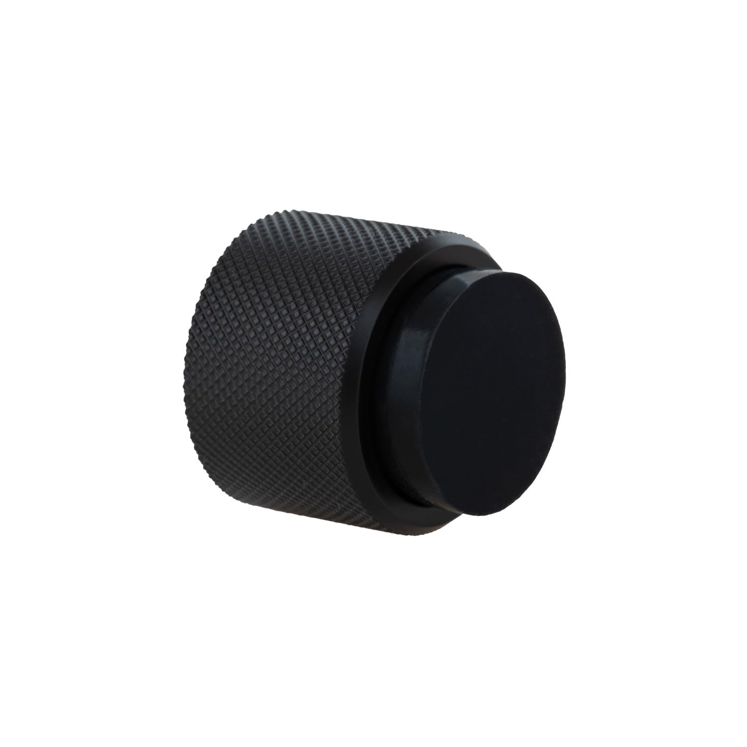 EVI Herrajes | Design Wall Door Stop - Diamond Knurling - 28x28 mm - Black Lacquered Steel - Adhesive and Screw Mounting