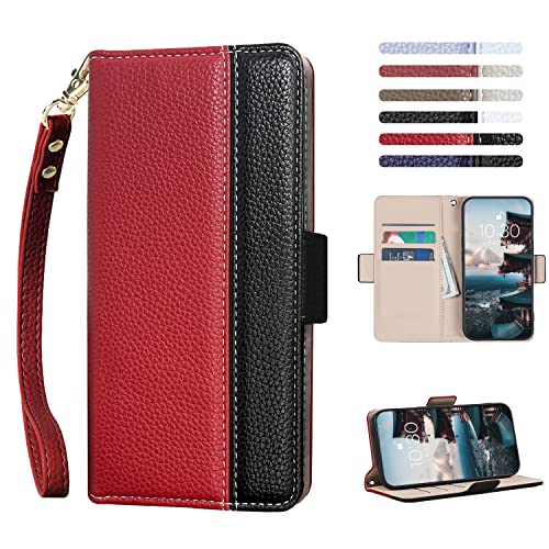 【JDDLang】iphone 14 用 手帳型 ケース 14 スマホケース 手帳型 サイドマグネット 横置き機能 汗や指紋防止 擦り傷防止 男女性 上品な シンプル気質 ギフト あいふおん14用 財布型 アイフォン14用 携帯カバー 携帯電話ケース カード収納高級PUレザー 全面保護 耐久性 耐衝撃 ハンドメイド レッド