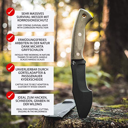 BÖKER PLUS® Mini Tracker - Fixed Outdoor Knife - Small Bushcraft Knife with Kydex Sheath - Black Carbon Steel Blade in Gift Box - Image 3