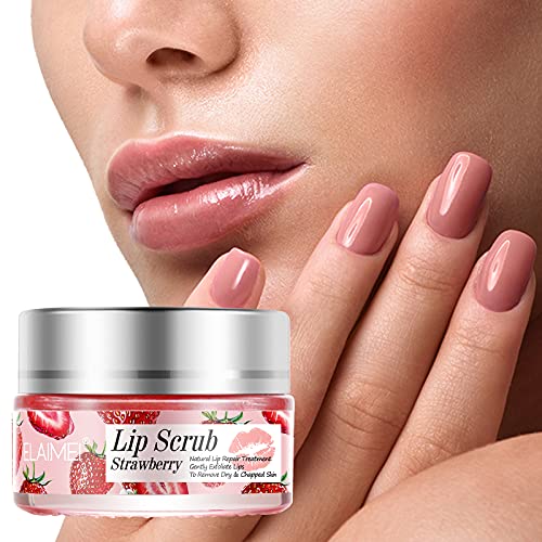 Blue Finger Lip Scrub, Lip Scrubs Exfoliator & Moisturizer, Lip Treatment,Strawberry Overnight Moisturizing Repairing Lips Mask, Sleeping Lip Balm, Peeling Lips, Lip Primer, Chapped Skin #TOP5