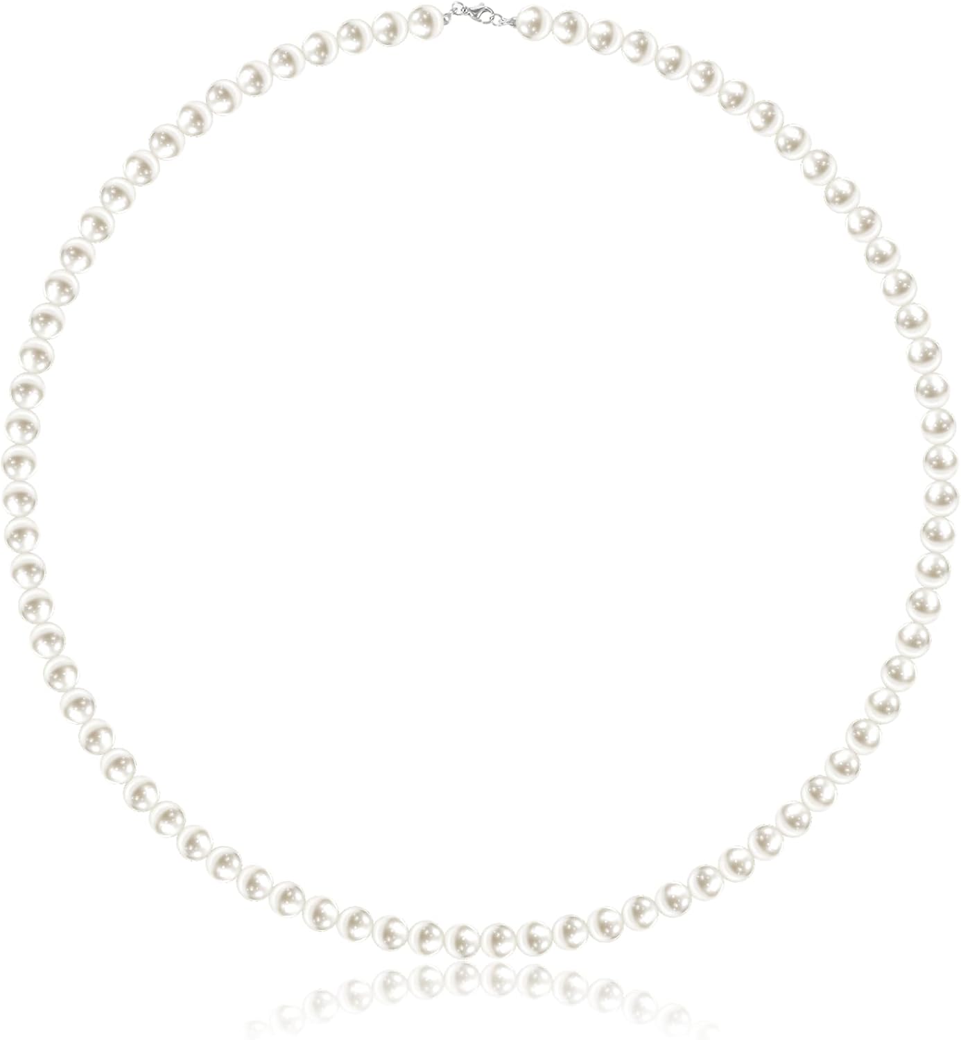 Round Imitation Pearl Necklace for Women, 6MM Cream White Rounds Pearl Choker Dainty Round Imitation Pearls Choker Necklace for Wedding Prom Jewelry Gifts