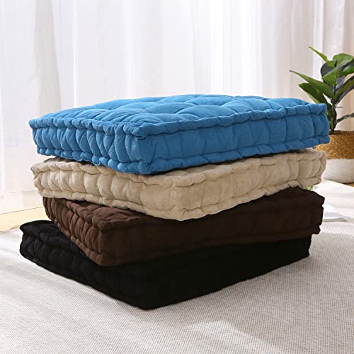 Floor Pillow25X25Inch Square Meditation Cushion Floor Seating For Adults,Oversized Tufted Seat Cushion Reading Nook For Kids,Yoga Meditation Pillow Sitting On Floor,Living Room Couch Outdoor(Blue) #TOP5