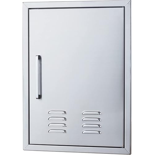 Vented Outdoor Kitchen Doors-20 W x 27" H-Stainless Steel BBQ Single Access Door w/Right Swing,Flush Mount for Outdoor Kitchen and BBQ Island
