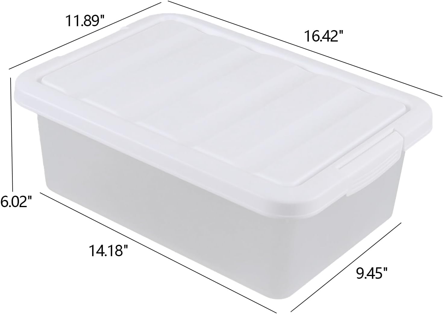 2 Packs Plastic Storage Bin with Lid, 14 Quart Latching Container Box, F