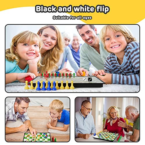 Xqw 3 In 1 Classic Board Games Set For Kids Adults And Families With 12.5" Foldable Game Board,Magnetic Travel Board Game Set,Including Ludo,Snakes And Ladders Board Game,Chinese Checkers #TOP2