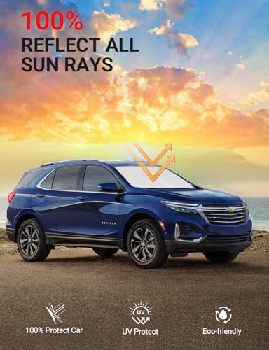Image of Proadsy 2026 Upgrade Front Windshield Sun Shade Foldable Sun Shade Protector Custom Fit 2018-2025 Equinox Accessories