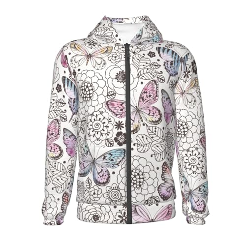 Vintage Butterflies Kid Hoodies Boys Zip Up Sweatshirts Girls Pullover with Pocket2