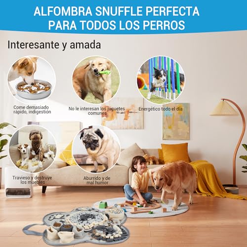 Kolamom Schnüffelteppich für Hunde, Schnüffelmatte mit 2 Knochen Spielzeug, Waschbar Futtermatte für Hunde Anti Stress Schnüffelmatte Spielteppich Für kleine & Große Hunde
