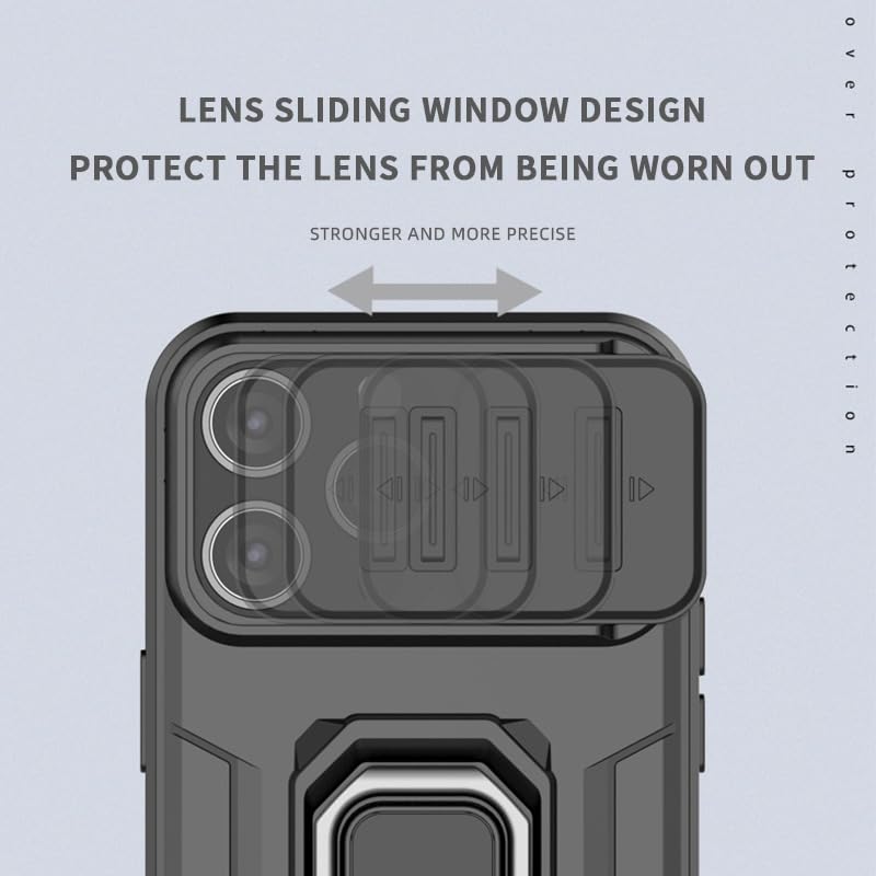 Image of CamShield Pro Case with Slide Camera Protection and 360 Protection Ring Stand Bumper Back Case Cover for iPhone 15 Pro Max (Blue)