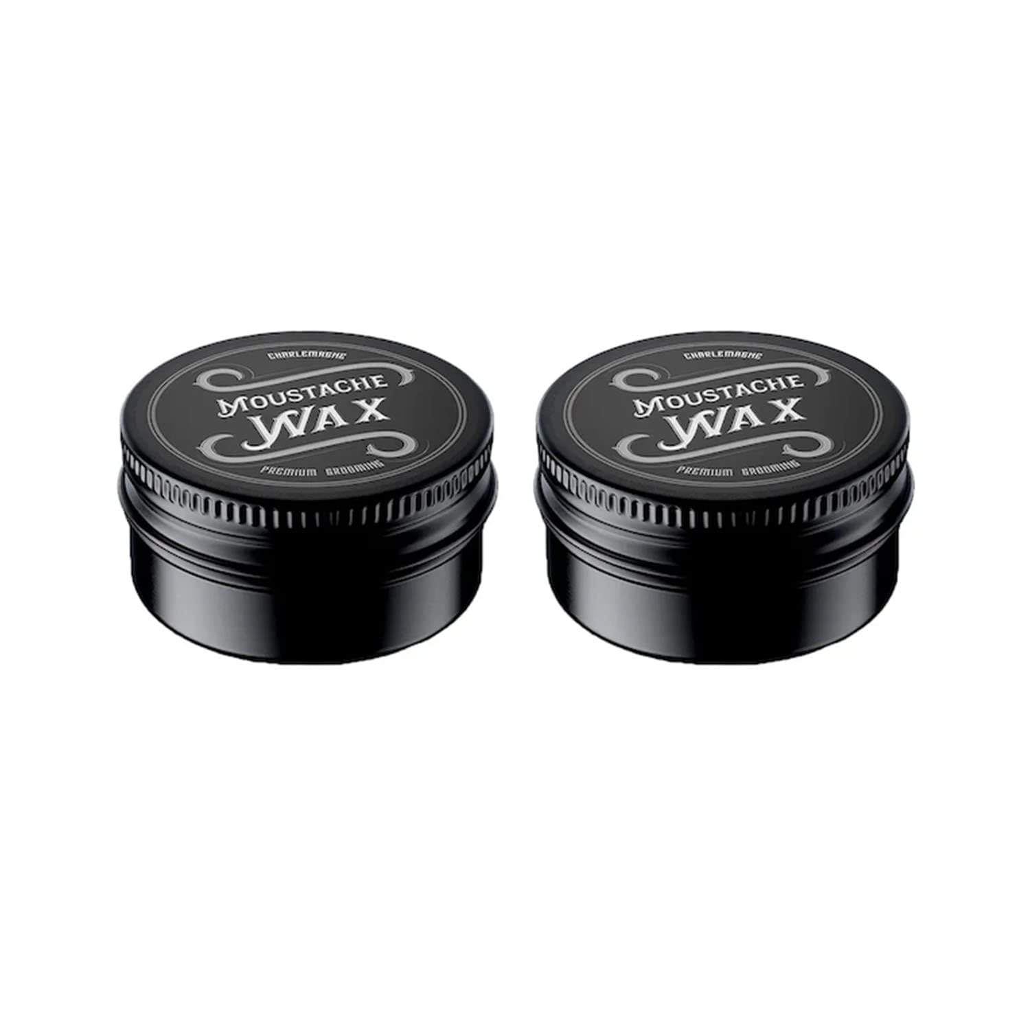 Charlemagne Moustache Wax - Juego de 2 ceras para bigote, cera para barba, ingredientes naturales y cera de abeja real, cera para peinar la barba, gel para barba, pomada para barba