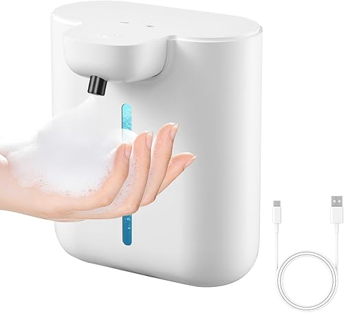 Dispensador automático de jabón, dispensador de jabón de manos espumoso sin contacto de gran capacidad de 17 oz16.9 fl oz con 4 ajustes de espuma,
