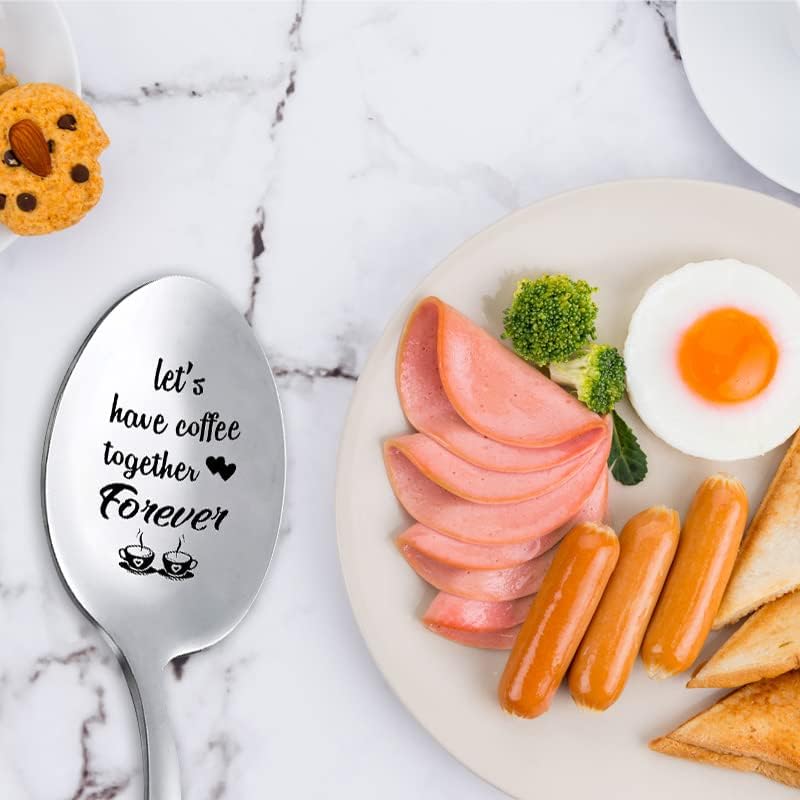 Let's Have Coffee Together Forever Spoon, Wedding Anniversay Birthday Gifts for Him Her, Valentines Gift for Husband Hubby Boyfriend BF Tea Coffee Spoons Teaspoons image 4