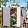 MELLCOM 4 x 6 FT Resin Outdoor Storage Shed with Floor