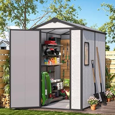 MELLCOM 4 x 6 FT Resin Outdoor Storage Shed with Floor