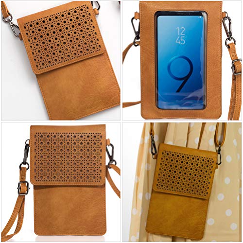 VILLCASE Bolsa de Telefone Celular Bolsa Pequena Carteira de Couro Bolsa Touch Screen Mini Bolsa Cro