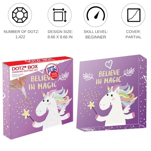 Image of DIAMOND DOTZ Believe in Magic Dotz Box Unicorn Diamond Painting Kits for Adults - Diamond Art Kits a Relaxing Creative Craft Kit with Dotz Gems 8.7 inchx8.7 inch