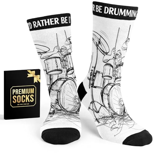 Gifts For Men - Unique Christmas Drummer Socks Cool Drum Accessories and Mens Gifts for Drummers Perfect Drummer Boy Gift Ideas Stylish Presents for Him