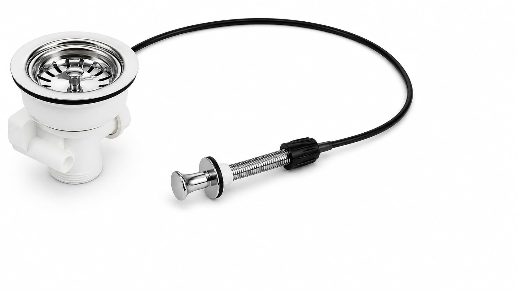 Vanne universelle à tamis avec commande à tirette - vidage vers le bas avec 2 raccords de trop-plein (1") - ø 114 mm
