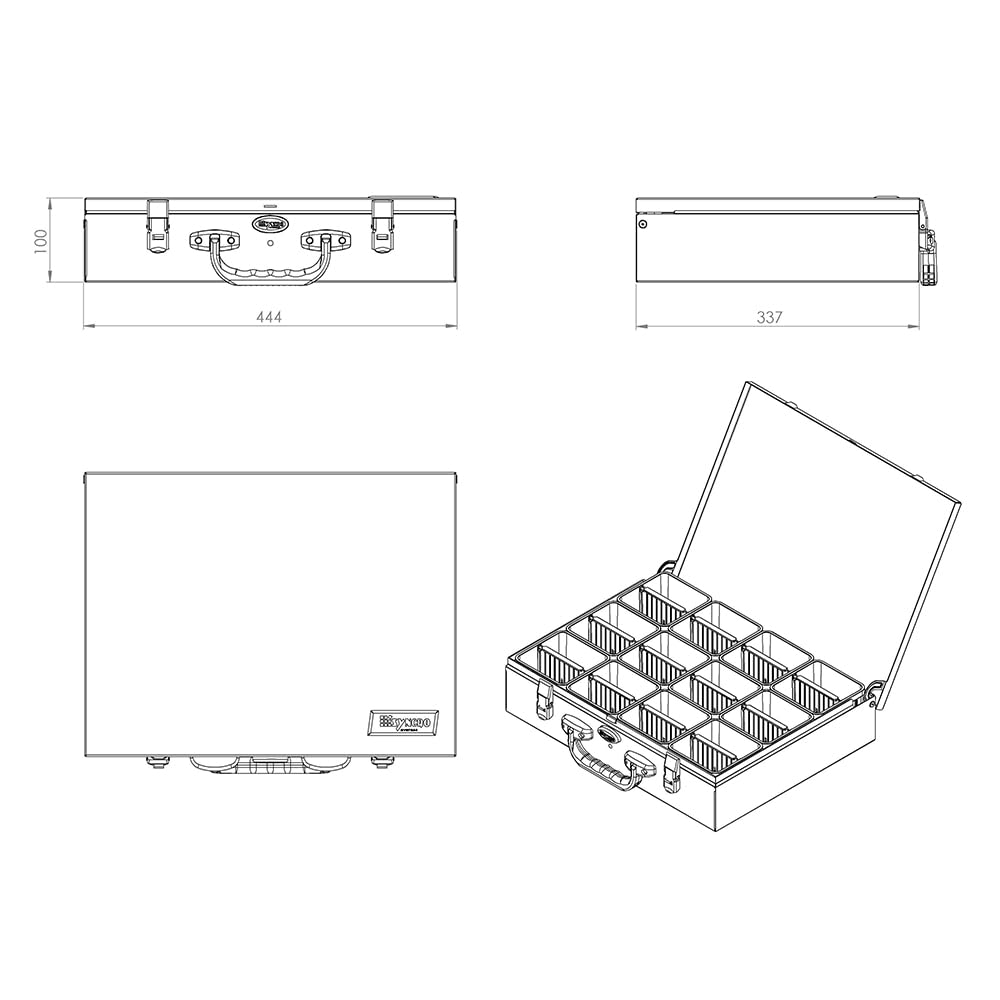 Syncro System Valigetta portaminuterie in metallo furgone officina mobile – 12 vaschette modulari gancio sicurezza 44x34x10 cm
