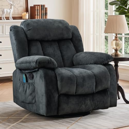 CANMOV Massage Rocker Recliner with Heat (Dark Brown, Antiskid Fabric)
