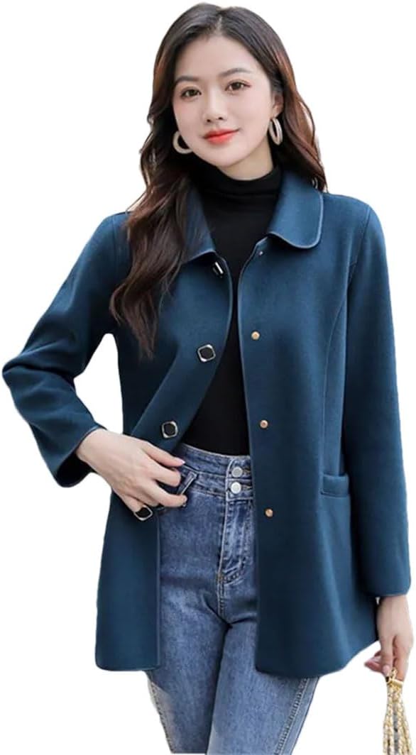 Women Woolen Coat Winter Double-Sided Wool Coat Female Overcoat Windbreaker Outerwear