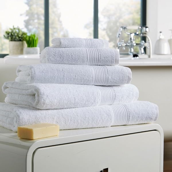 London Dream Egyptian Cotton Hand Towel, 500 GSM Home Collection Quick Dry Bathroom Towels Size 50 x 90 cm (1 x Hand Towel, White)