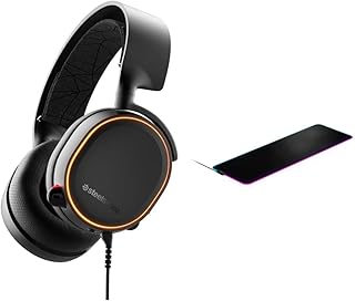 Steelseries Arctis 5 Cuffie Da Gioco Con Illuminazione Rgb E Tecnologia Surround Dts Headphone:X V2.0 & Tappetino Per Mouse Da Gioco Qck Prism Cloth - Illuminazione Rgb A 2 Zone - Illuminazione