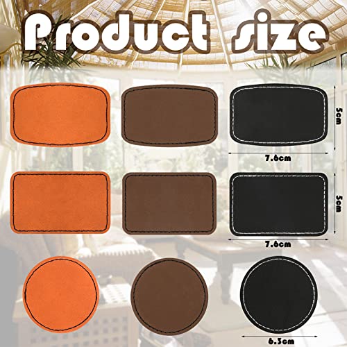 90Pcs Blank Patches Leatherette Hat Patches With Adhesive Rustic Leatherette Rectangle Round Patch Faux Leather Patches For Hats Custom Fabric Repair Sew Laser Supplies #TOP1