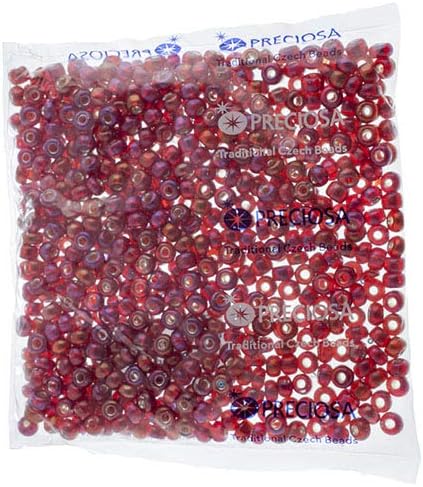 Preciosa Czech Seed Beads 32/0 (8mm) Silver Lined Transparent Red Rainbow - 250g Bulk Bag Beads for Jewelry Making and Crafts