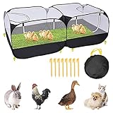 BUDDE Small Animals Playpen, Portable Large Chicken Run Coop with Detachable Bottom Breathable Transparent Mesh Walls, Foldable Pet Enclosure for Puppy Kitten Rabbits Indoor Outdoor